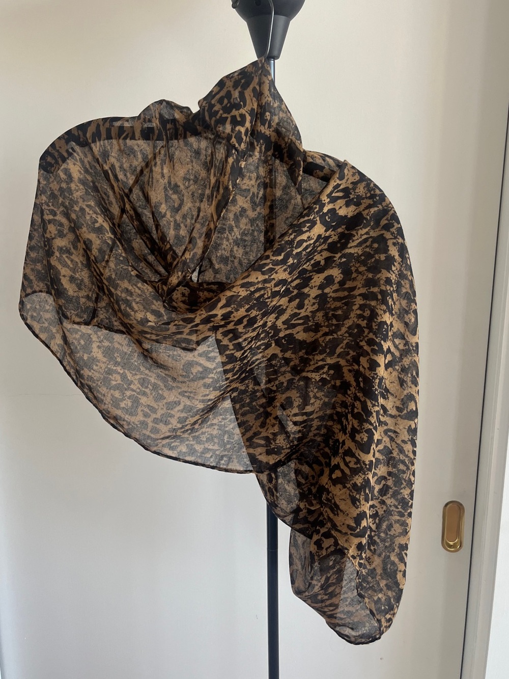 Silky Wrap Stole Shawl Infinity Scarf Leopard 🐆 Animal Print Black & Beige